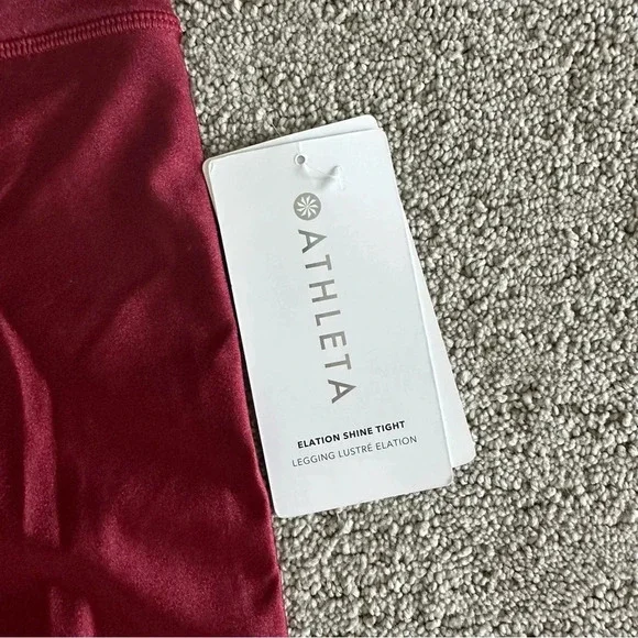 NWT Athleta Elation Shine Tight Red Shinmer Leggings Size Small - Picture 2 of 10